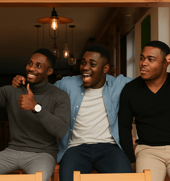 Modern African men in elegant setting